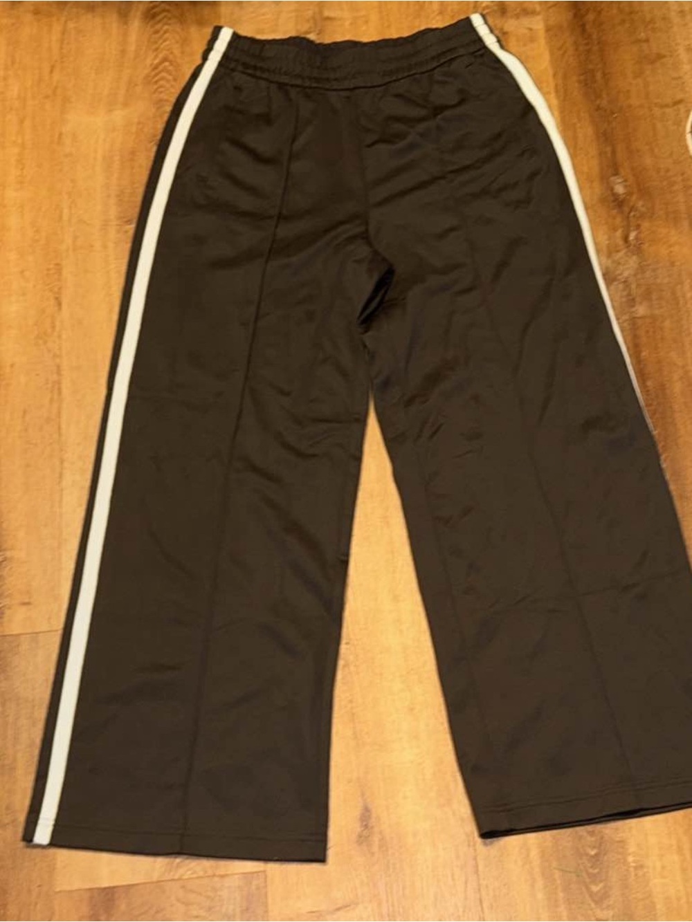 Athleta Brown Track Pants with White Side Stripe